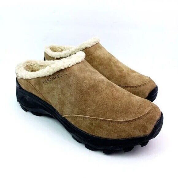 Merrill Soft Camel Slides Slip Ons Shoes 8 - Picture 1 of 7